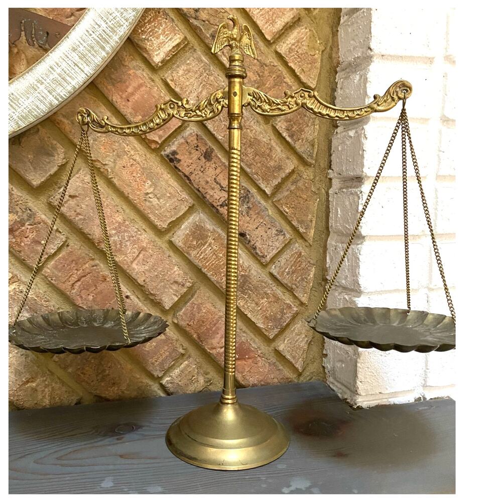 Vintage Brass Scales with Eagle‎ Finial Americana Military